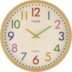 Foxtop 14 Inch Kids Wall Clock Silent Non-Ticking Battery Operated Colorful by Foxtop