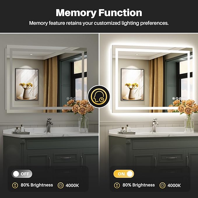 Briivue 40x24 Inch LED Bathroom Mirror - Image 6