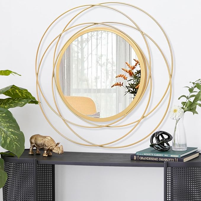 Gold Circle Mirror Wall Decorative Metal Wall Mirror, Art Small Round Wall Home - Image 2