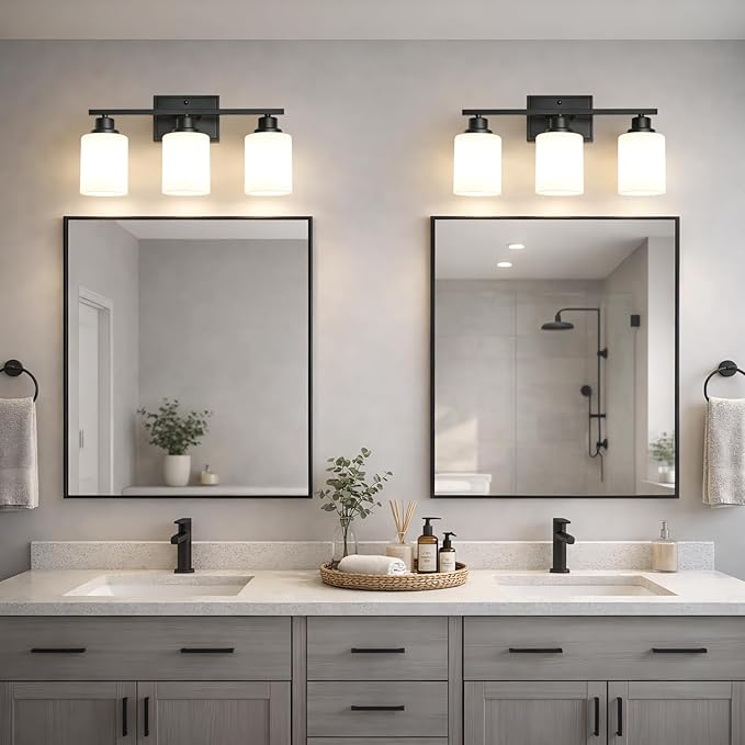 Unicozin 3-Light Bathroom Light Fixtures, Modern Black Vanity Light Over Mirror - Image 9