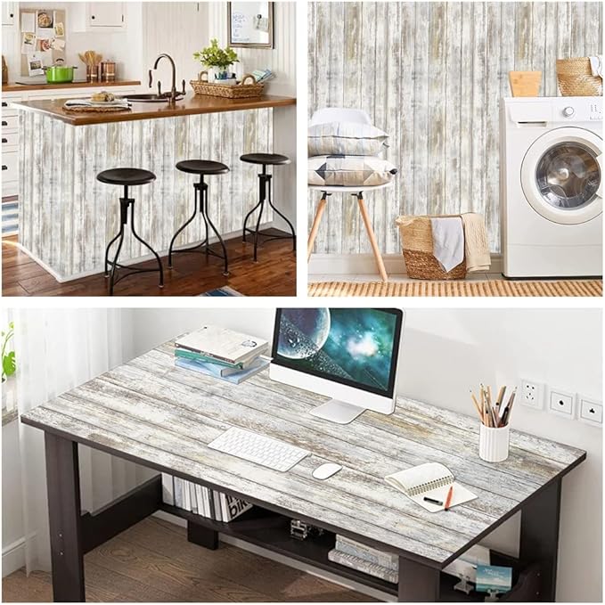 Arthome Distressed Wood Contact Paper 17''x120'' Self-Adhesive Removable Wood - Image 5