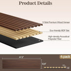 4 Pack Wood Panels for Wall, 47.24" x 12.79" Acoustic Wood Slat Wall Panel for - Image 2