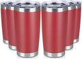 20 oz Tumbler Stainless Steel Tumblers Bulk with Lid Double Wall Insulated Coffee Tumbler Cups for Hot & Cold Drinks Powder Coated Travel Coffee Tumbler Mug Metal (Red, 6 pack)