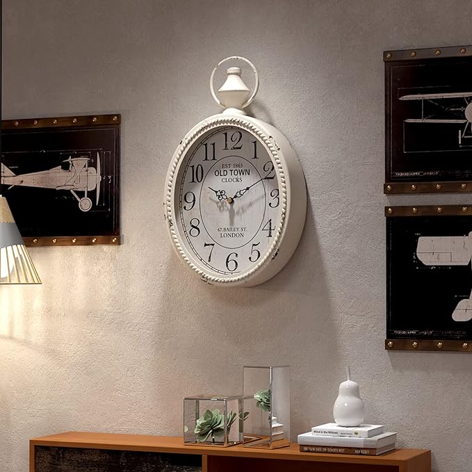 Menterry Small Retro Oval Wall Clock, Antique Old Design, Battery Operated - Image 7