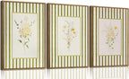 KISSFOX 3 Piece Framed Wall Art Floral Wall Decor Wildflower Canvas Wall Art by KISSFOX