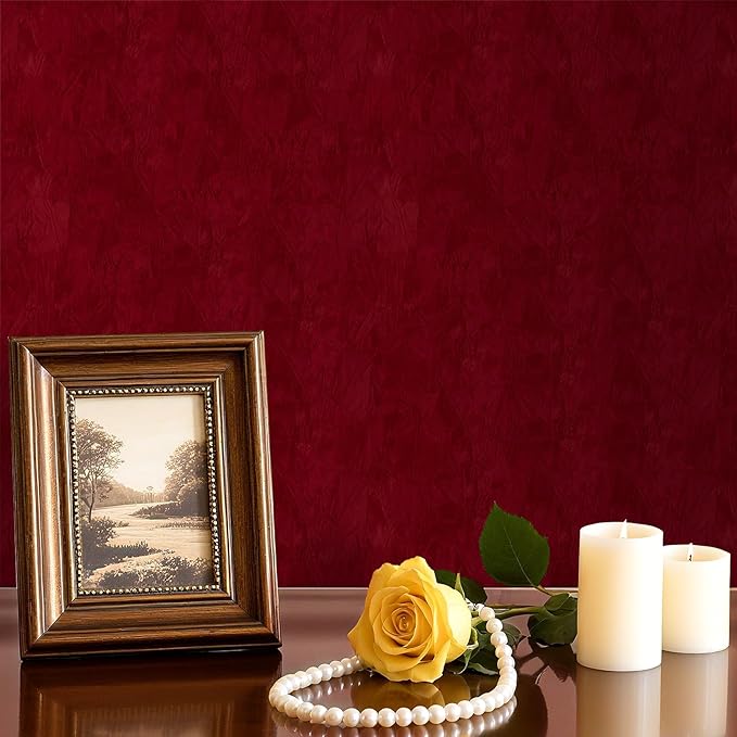 Garnet Velvet Wallpaper Peel and Stick Fabric Felt Wallpaper Wrinkled Textured - Image 5