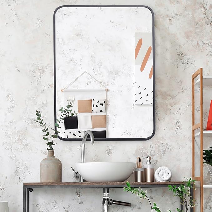 ZenStyle Black Metal Framed Rectangular Wall Mirror 22" x 30" Bathroom Mirror - Image 2