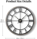 Cuspin Large Wall Clock for Living Room Decor, 24 Inch Round Farmhouse Wall - Image 4