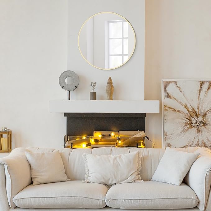 WallBeyond 20 inch Round Mirror Gold Circle Wall Mirror - Image 5