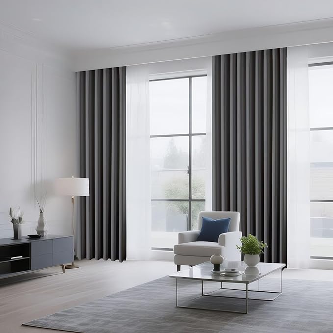 CUCRAF Light Grey Blackout Curtains 45 inch Length 2 Panels Set, Rod Pocket - Image 8