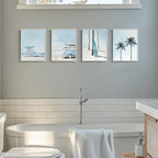 Framed Blue Coastal Beach Wall Art - Image 2