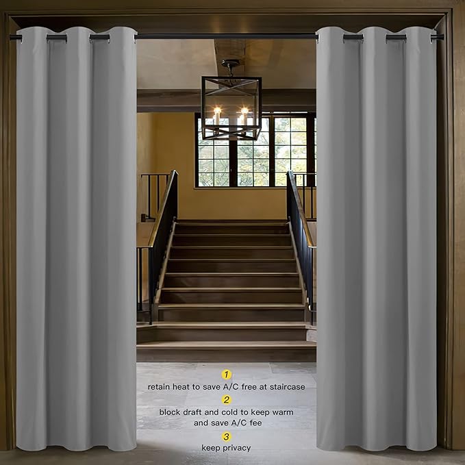 NICETOWN Faux Folding Accordion Doors, Front Door Curtains, Privacy Blackout - Image 2
