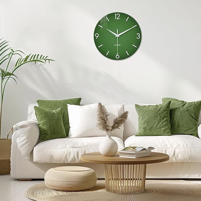 XFM Large Green Wall Clock 16 Inch Simple Wall Clock s Battery Operated Modern - Image 2