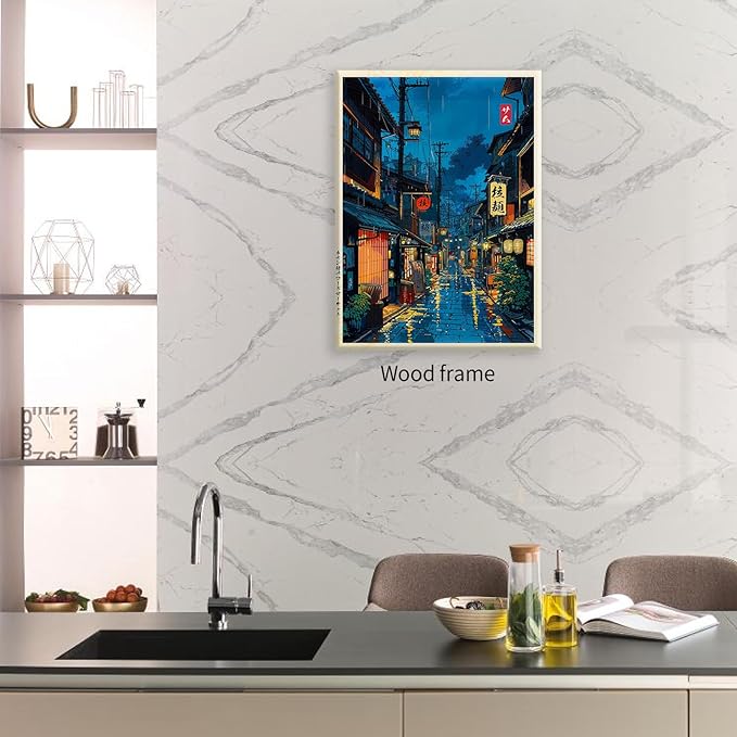 Japanese Tokyo Tea House Framed Canvas Wall Art Japanese City Street Cafe Scene - Image 6