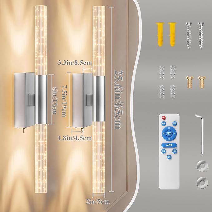 camuucci Battery Operated Wall Sconces Set of 2 Rechargeable Battery Powered - Image 4