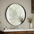 VooBang 24 inch Round Bathroom Mirror, Balck Modern Circle Wall Mounted Mirror - Image 6
