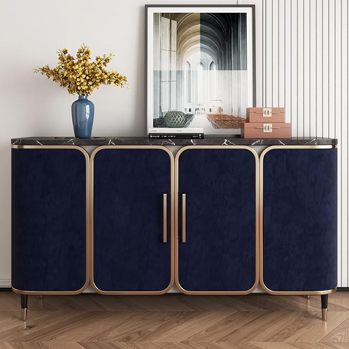 YENHOME 30"X393" Self Adhesive Blue Felt Fabric Wallpaper Peel and Stick Blue - Image 3