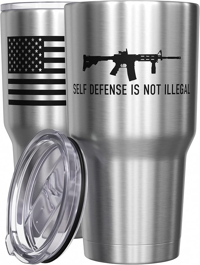 We The People Holsters - Self-Defense - Coffee Tumbler - American Flag Coffee Travel Mug - Engraved Tumbler - Double Insulated Tumbler - 30 oz