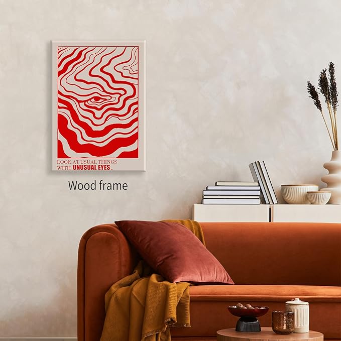 Medpol Retro Red Abstract Eye Canvas Print Wall Art 16x24 inch Framed Vintage - Image 7