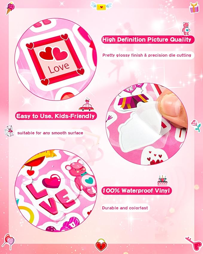 465 Bulk Valentines Stickers for Kids Party Crafts Supplies Classroom Exchange Gifts