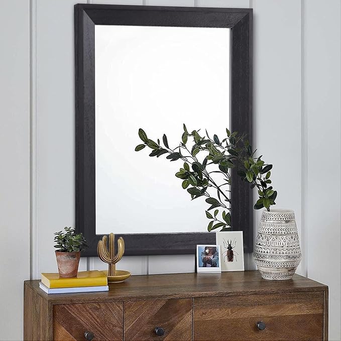 AAZZKANG Black Mirrors for Wall Rectangle Wood Framed Large 26"x18" Decorative - Image 3