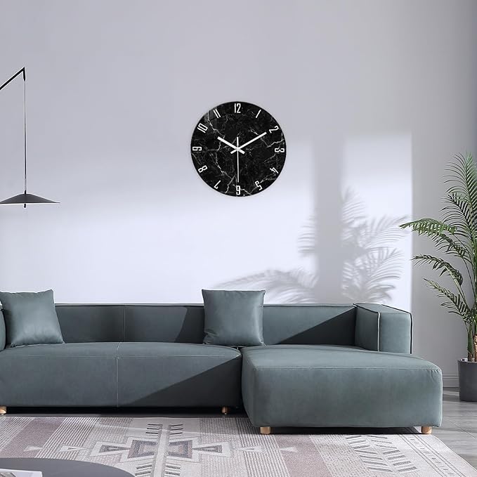 Big Wall Clock for Living Room Decor Marble Glass Wall Clock Battery Operated - Image 5