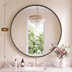 NEWBULIG 30-Inch Round Wall Mirror, Bathroom Wall Circle Mirror - Image 2