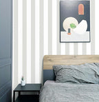 Guvana 17.7"x118" Grey and White Wallpaper Striped Peel and Stick Wallpaper - Image 6
