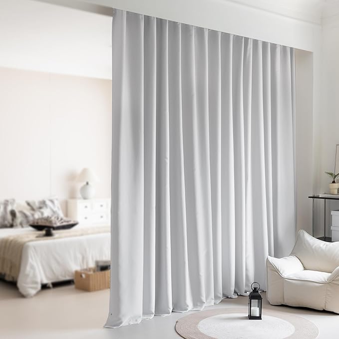 Room Divider Blackout Ceiling Track Curtains by KNEOQIT