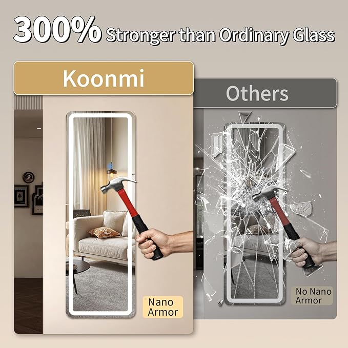 Koonmi LED Full Length Mirror, Lighted Floor Mirrors - Image 3