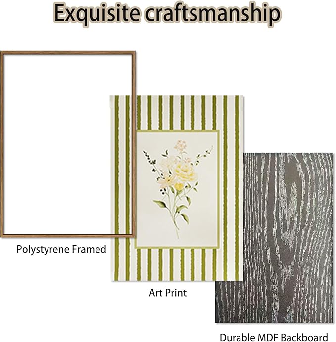 KISSFOX 3 Piece Floral Framed Wall Art Wildflower Canvas Wall Art Flower - Image 5