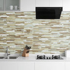 AULIGET 20 Sheets Beige & Brown Wood Peel and Stick Backsplash, PVC Mixed Metal - Image 6