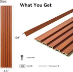 8-Pack WPC Wall Panels 108’’ x 6.3’’ 3D Slat Wall Panel Acoustic Wall Paneling - Image 2