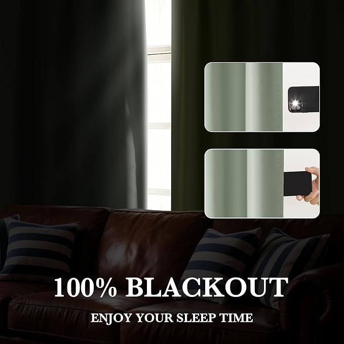 RYB HOME Bedroom Blackout Curtains 80 inches Long, 100% Blackout Thermal - Image 4