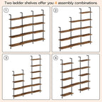 HOOBRO DIY Ladder Shelf, 6-Tier Wall Mounted Bookshelf, Office Vertical Bookcase - Image 6