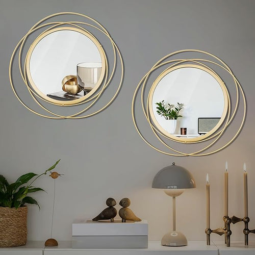 2 Set. Circle Mirrors for Wall Decor for Living Room Bedroom Bathroom Entryway - Image 2