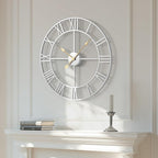 Cuspin 24 Inch Large Silver Wall Clock, Battery Operated Silent Non Ticking by Cuspin