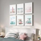 Framed Coastal Beach Wall Art for Living Room, 6 Piece Ocean Wave Surfboard - Image 4