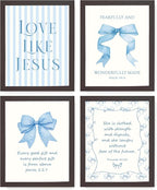 LARTSFRO Coquette Blue Bow Jesus Wall Art Decor Posters, Light Blue Bow Room by Unknown