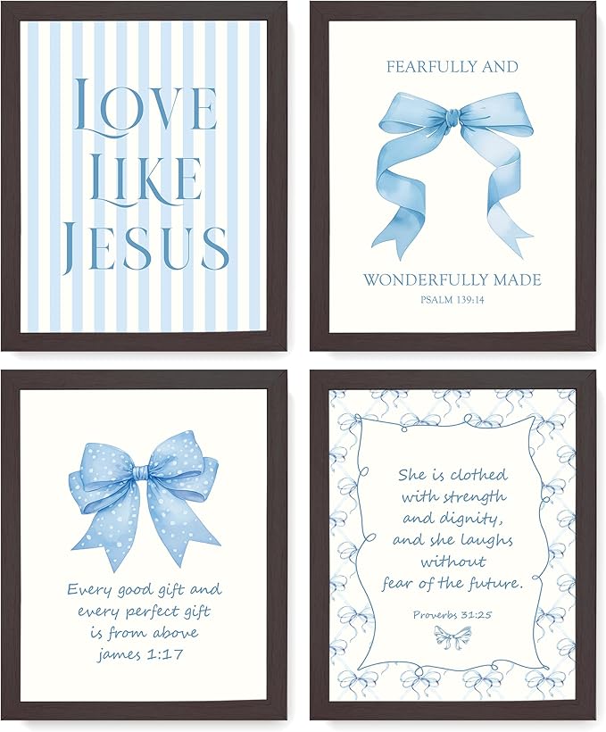 LARTSFRO Coquette Blue Bow Jesus Wall Art Decor Posters, Light Blue Bow Room by Unknown