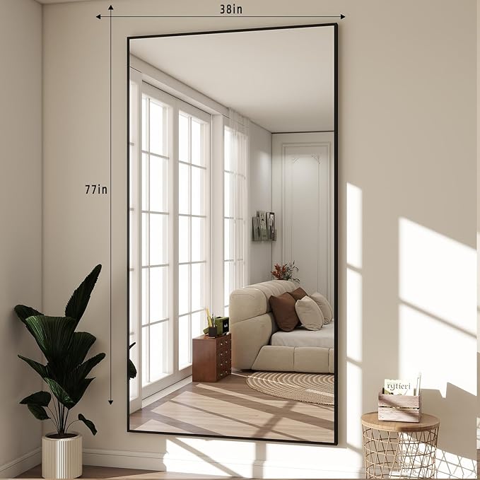 BEAUTYPEAK 76"x34" Rectangle Full Body Floor Mirrors, Full Length Mirror - Image 5