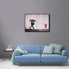 Wieco Art Framed Banksy Raining Day or Colorful Graffiti Street Famous Canvas - Image 2