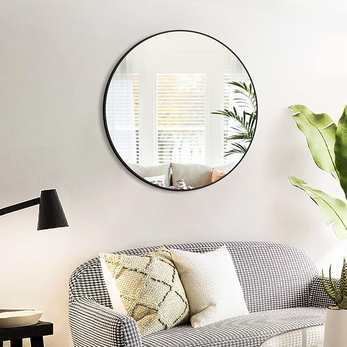 HARRITPURE Round Mirror 15.7" Black Wall Mounted Circle Mirror - Image 9
