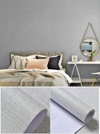 Fabric Peel and Stick Wallpaper Gray Faux Grasscloth Wallpaper Self-Adhesive - Image 4