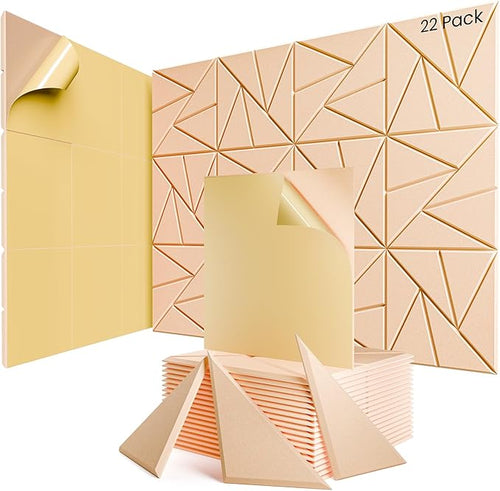 22 Pack Acoustic Panels with Self-Adhesive, Sound Panels High Density, by ROOME