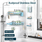 NESOMI Shower Caddy Adhesive Shower Organizer 7-Pack, Rustproof Stainless Steel - Image 5