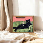 Fantasy Artists Humorous Black Cat Character Wall Art – Relaxed Anthropomorphic - Image 2