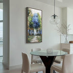 Framed Vertical Colorful Forest Living Room Wall Art, Large Tree & Path Picture - Image 8