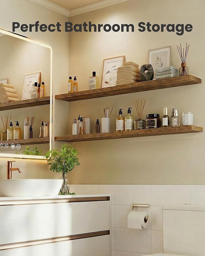 AMADA HOMEFURNISHING 47.2" L Floating Shelves, Wall Shelves Set of 3 - Image 6
