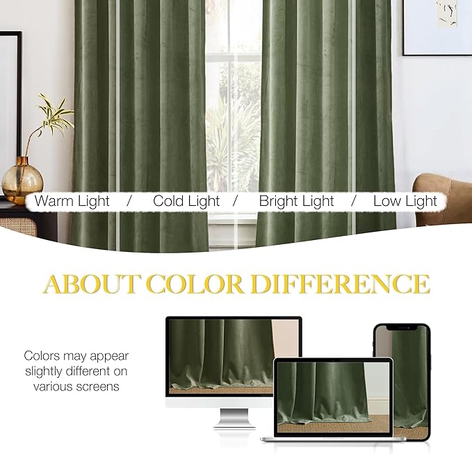 NICETOWN Sage Green Room Darkening Curtains & Drapes 120 inches Long 2 Panels - Image 4